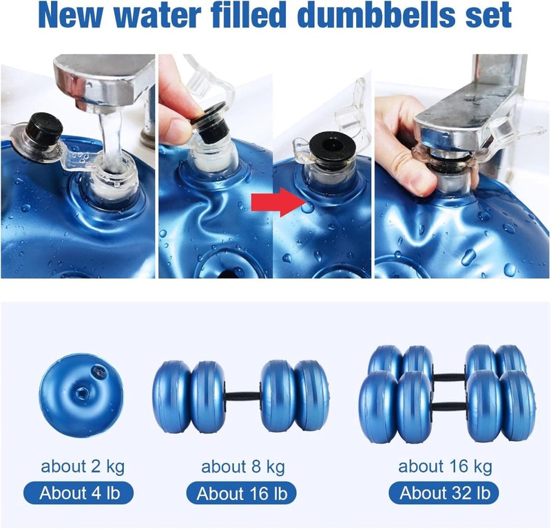 Load image into Gallery viewer, Verstelbare water dumbbells set 2-in-1 zwart - happygetfit.com
