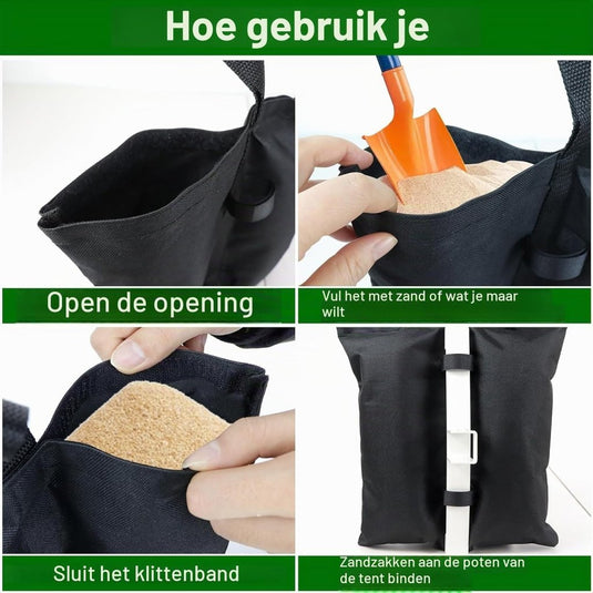 Verzwaringszakken 4 stuks vulbaar met zand – gewichtszakken – trampoline en paviljoen accessoires - happygetfit.com