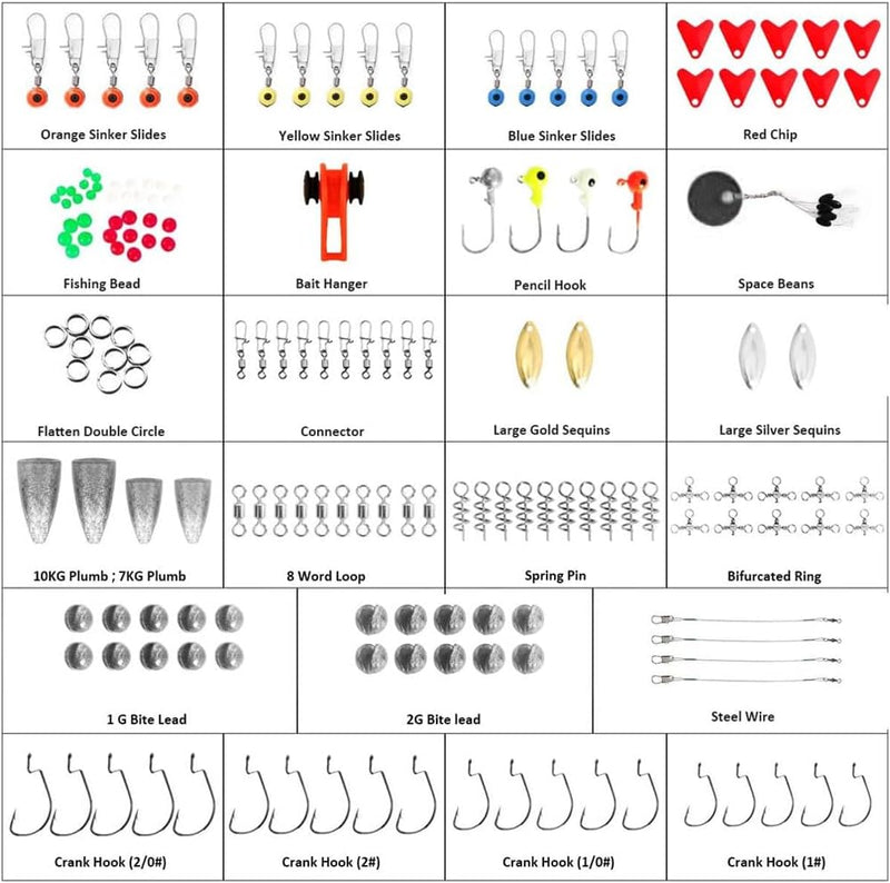 Load image into Gallery viewer, Vicloon 272 Stucks Stkvishaken Kit, Hengelaccessoireset, Jighaken, Bullet Bass Gooien Zinken Gewichten, Verschillende Vissen Wervels, Zinken Slides, Vislijn Kralen enz - happygetfit.com
