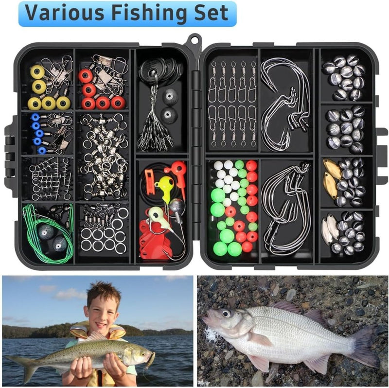 Load image into Gallery viewer, Vicloon 272 Stucks Stkvishaken Kit, Hengelaccessoireset, Jighaken, Bullet Bass Gooien Zinken Gewichten, Verschillende Vissen Wervels, Zinken Slides, Vislijn Kralen enz - happygetfit.com
