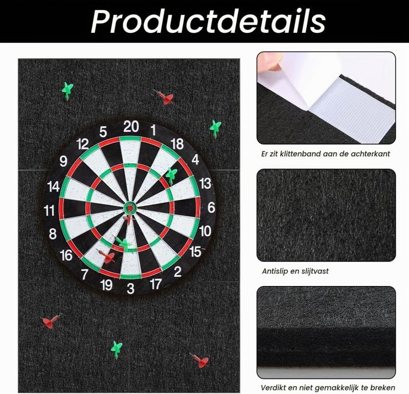 Laad afbeelding in Galerijviewer, Vilten dartbord achterwand 6 stuks 30 x 30 cm met zelfklevende beschermpanelen – dartwandtegels – dartbordbescherming - happygetfit.com
