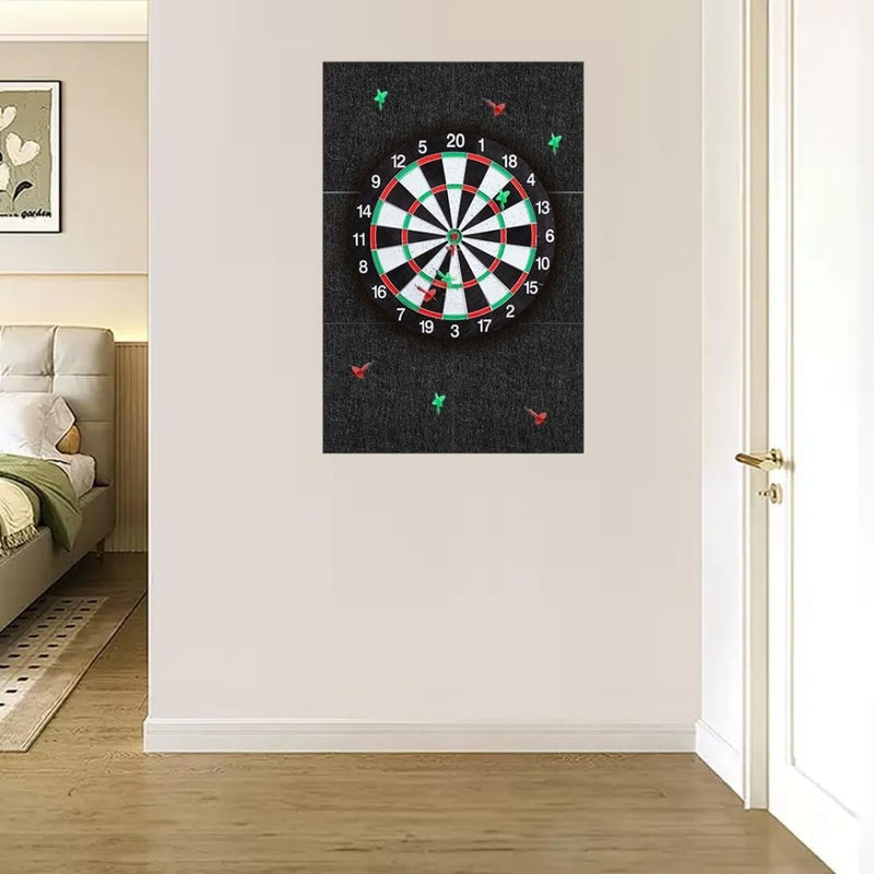 Laad afbeelding in Galerijviewer, Vilten dartbord achterwand 6 stuks 30 x 30 cm met zelfklevende beschermpanelen – dartwandtegels – dartbordbescherming - happygetfit.com
