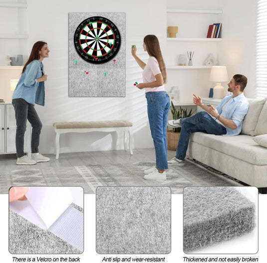 Vilten dartbord beschermpanelen 6 stuks 30 x 30 cm met zelfklevende achterkant – dartwandafwerking – dartbeschermtegels - happygetfit.com