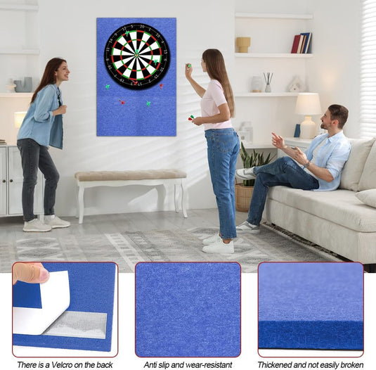 Vilten dartbord beschermpanelen 6 stuks 30 x 30 cm met zelfklevende achterkant – dartwandafwerking – dartbeschermtegels - happygetfit.com