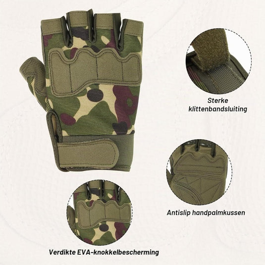 Vingerloze sporthandschoenen heren maat L camouflage – halve vingerhandschoenen – fiets klim accessoires - happygetfit.com