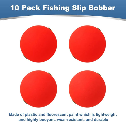 Visdobbers 10 stuks 18 mm rond rood fluorescerend – schuifdobbers – visaccessoires - happygetfit.com