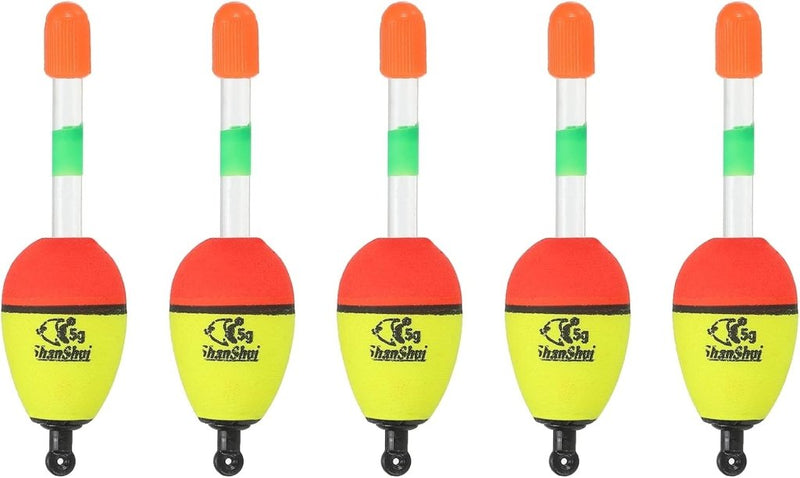 Laad afbeelding in Galerijviewer, Visdobbers 5 stuks 5 gram van EVA geel 86 mm – schuifdobbers – visaccessoires - happygetfit.com

