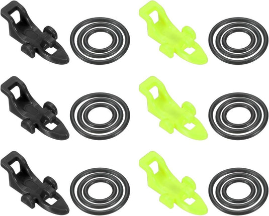 Vishaakhouders 6 stuks met 18 rubberen bevestigingsringen – haakhouders – hengel accessoires - happygetfit.com