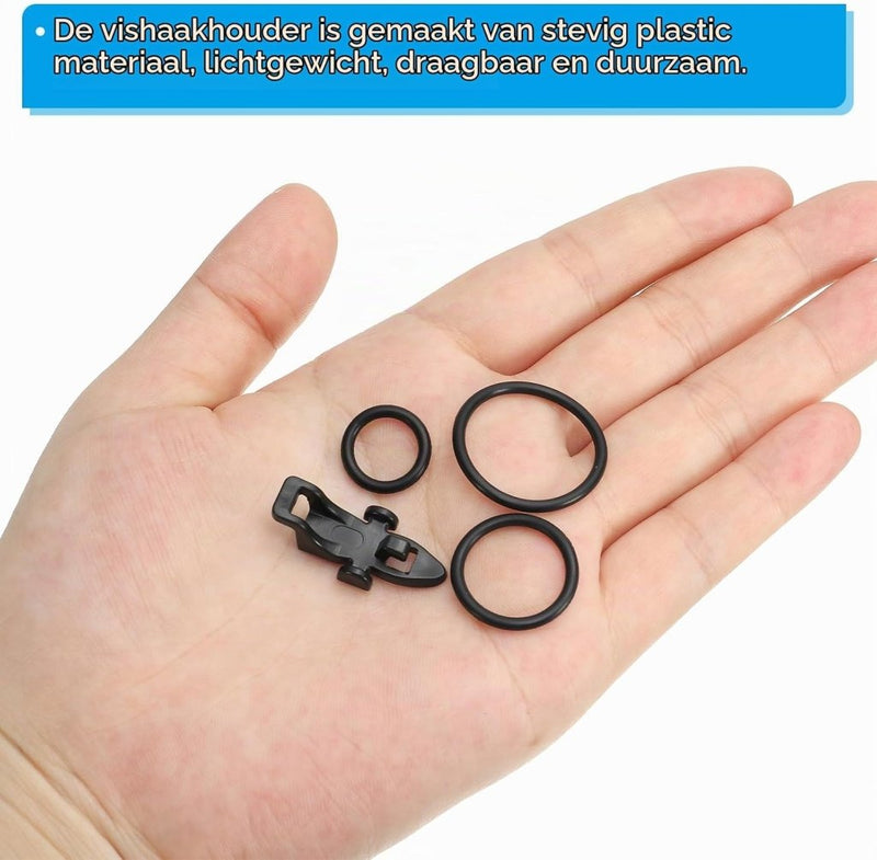 Carica l’immagine nel visualizzatore della galleria, Vishaakhouders 6 stuks met 18 rubberen bevestigingsringen – haakhouders – hengel accessoires - happygetfit.com
