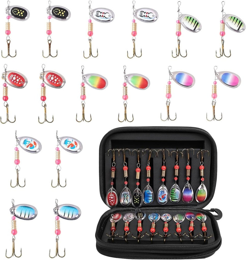 Load image in Gallery Viewer, Visspinners 16 stuks 7,5 cm van metaal met reflecterende bladen en scherpe dreggen – forelspinners – roofvisaccessoires - happygetfit.com
