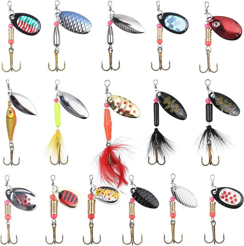 Load image in Gallery Viewer, Visspinners 16 stuks 7,5 cm van metaal met reflecterende bladen en scherpe dreggen – forelspinners – roofvisaccessoires - happygetfit.com
