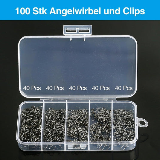 Viswervels met karabijnhaak set van 200 stuks - happygetfit.com