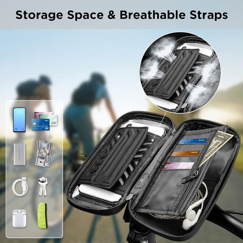 Laad afbeelding in Galerijviewer, Vitalismo Fiets Telefoonhouder Waterdicht Fietsstuurtas - Fietshouder Smartphone Touchscreen Fietstelefoonhouder Stuurtas Fietstas Stuur 360° Rotatie Regenhoes Opslagruimte voor Telefoon tot 7 inch - happygetfit.com
