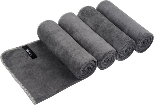 VIVOTE Microvezel handdoeken, grijs, sporthanddoek, superabsorberend, sneldrogend, fitnesshanddoek, perfecte sporthanddoek, strandhanddoek, reishanddoek en badhanddoeken, 35 cm x 75 cm, 3 stuks - happygetfit.com