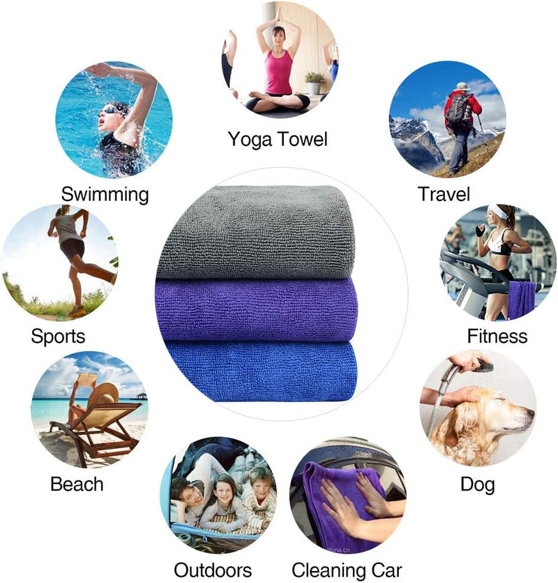 Load image into Gallery viewer, VIVOTE Microvezel handdoeken, grijs, sporthanddoek, superabsorberend, sneldrogend, fitnesshanddoek, perfecte sporthanddoek, strandhanddoek, reishanddoek en badhanddoeken, 35 cm x 75 cm, 3 stuks - happygetfit.com
