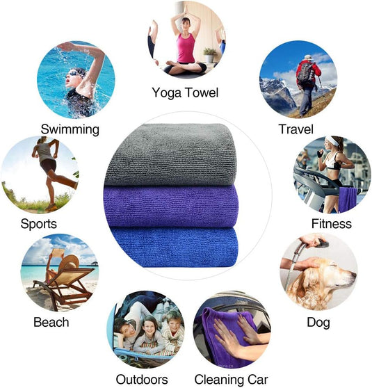 VIVOTE Microvezel handdoeken, grijs, sporthanddoek, superabsorberend, sneldrogend, fitnesshanddoek, perfecte sporthanddoek, strandhanddoek, reishanddoek en badhanddoeken, 35 cm x 75 cm, 3 stuks - happygetfit.com