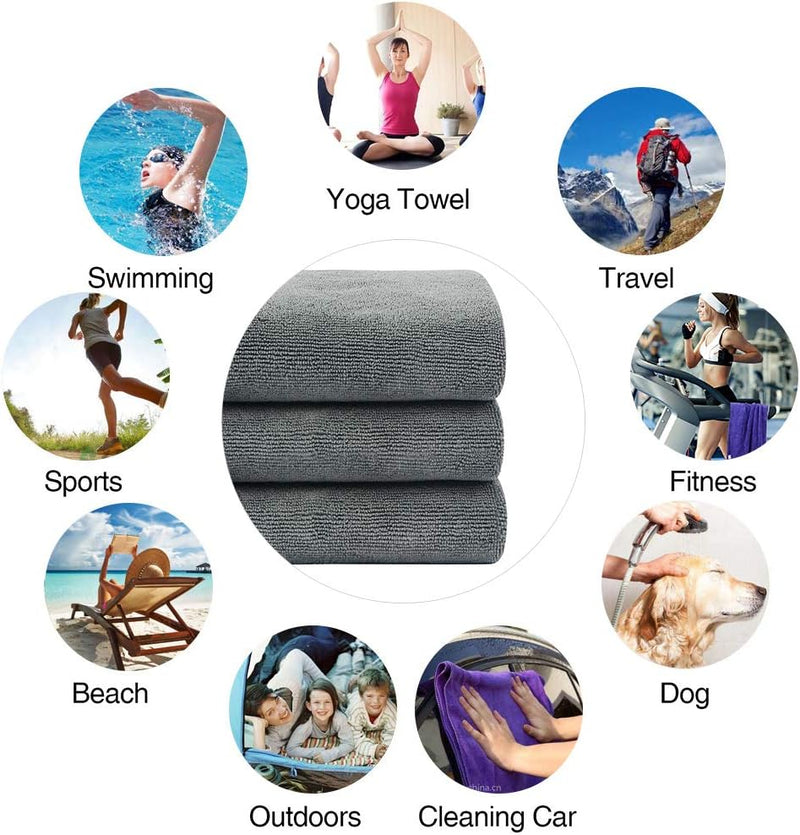 Load image into Gallery viewer, VIVOTE Microvezel handdoeken, grijs, sporthanddoek, superabsorberend, sneldrogend, fitnesshanddoek, perfecte sporthanddoek, strandhanddoek, reishanddoek en badhanddoeken, 35 cm x 75 cm, 3 stuks - happygetfit.com
