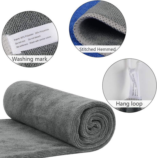 VIVOTE Microvezel handdoeken, grijs, sporthanddoek, superabsorberend, sneldrogend, fitnesshanddoek, perfecte sporthanddoek, strandhanddoek, reishanddoek en badhanddoeken, 35 cm x 75 cm, 3 stuks - happygetfit.com