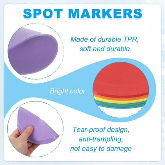 Vloermarkers 10 stuks 15,5 cm antislip wit – platte trainingskegels – voetbal basketbal accessoires - happygetfit.com