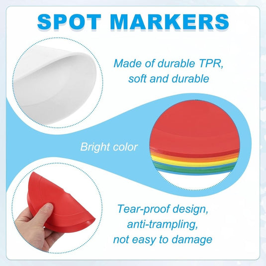 Vloermarkers 10 stuks 15,5 cm antislip wit – platte trainingskegels – voetbal basketbal accessoires - happygetfit.com