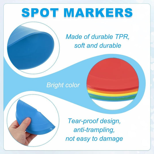 Vloermarkers 10 stuks 15,5 cm antislip wit – platte trainingskegels – voetbal basketbal accessoires - happygetfit.com