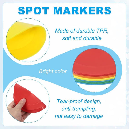 Vloermarkers 10 stuks 15,5 cm antislip wit – platte trainingskegels – voetbal basketbal accessoires - happygetfit.com