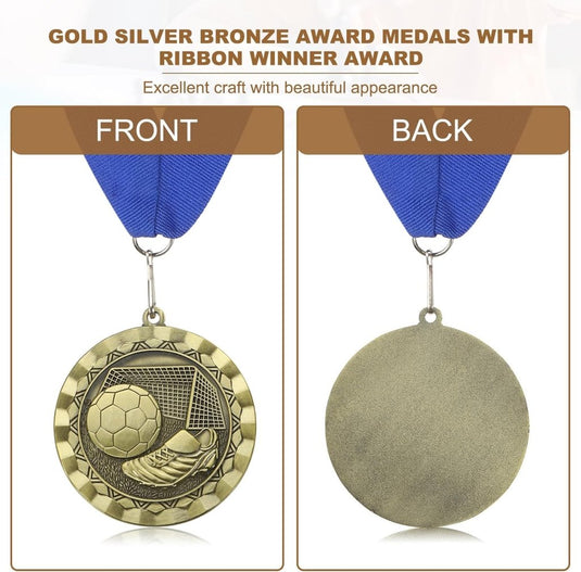 Voetbal medaille met neklint van zinklegering – sportmedaille – prijs en trofee - happygetfit.com