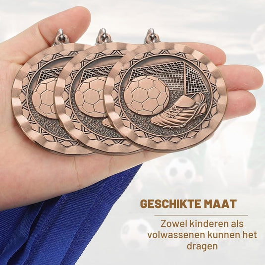 Voetbal medaille met neklint van zinklegering – sportmedaille – prijs en trofee - happygetfit.com