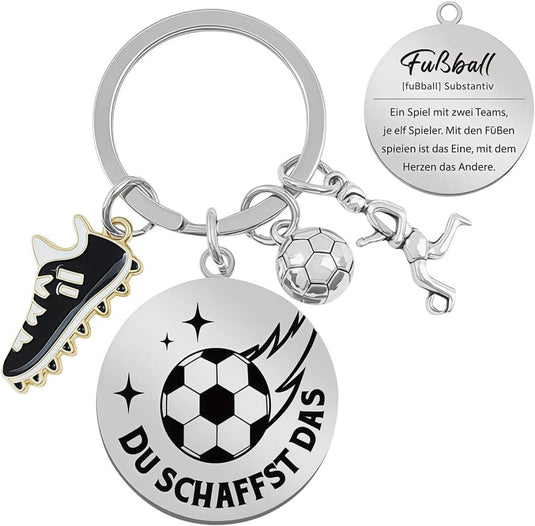 Voetbal sleutelhanger met metalen hanger - happygetfit.com