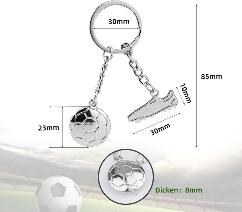 Chargez l'image dans la visionneuse de la galerie, Voetbal sleutelhangers set van 4 zilver - happygetfit.com
