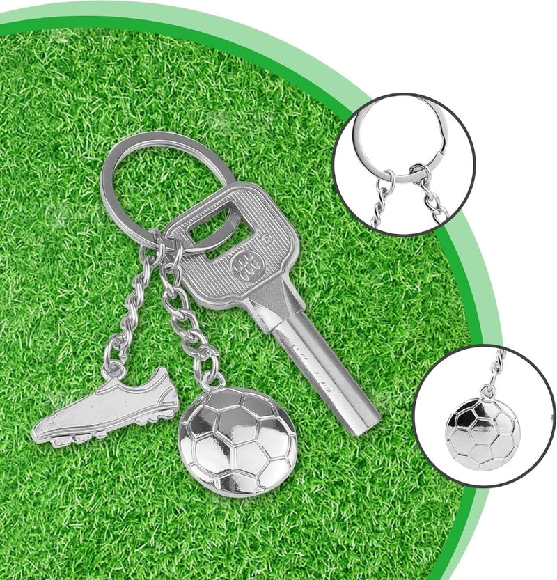 Chargez l'image dans la visionneuse de la galerie, Voetbal sleutelhangers set van 4 zilver - happygetfit.com
