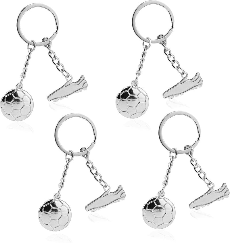 Chargez l'image dans la visionneuse de la galerie, Voetbal sleutelhangers set van 4 zilver - happygetfit.com
