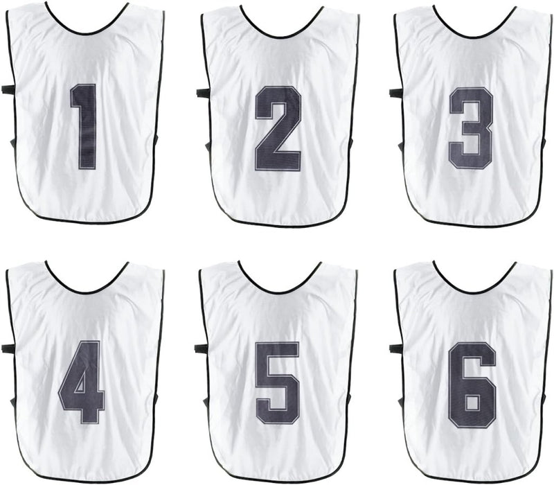 Load image in Gallery Viewer, Voetbal trainingshesjes 6 stuks genummerd 1 tot 6 voor volwassenen – teamvesten – sporthesjes - happygetfit.com
