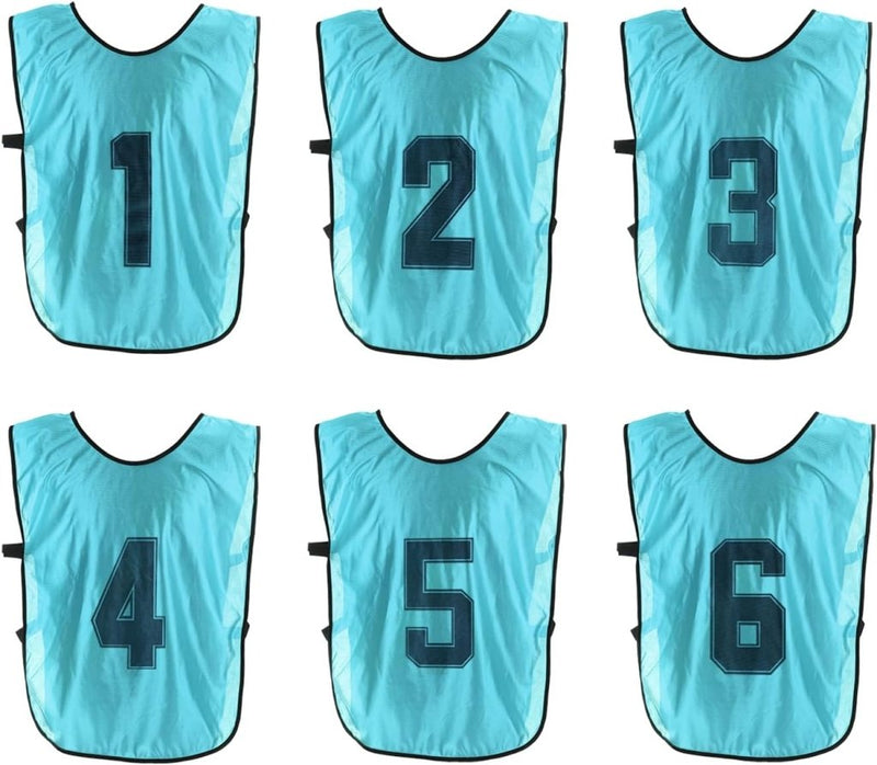 Load image in Gallery Viewer, Voetbal trainingshesjes 6 stuks genummerd 1 tot 6 voor volwassenen – teamvesten – sporthesjes - happygetfit.com
