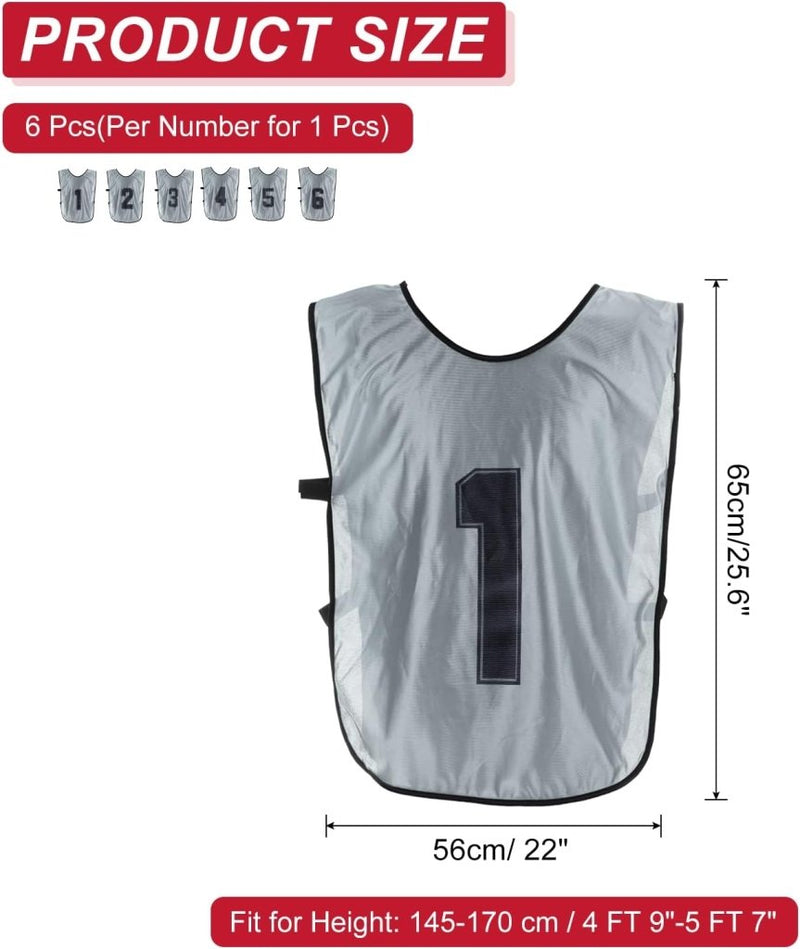 Load image in Gallery Viewer, Voetbal trainingshesjes 6 stuks genummerd 1 tot 6 voor volwassenen – teamvesten – sporthesjes - happygetfit.com
