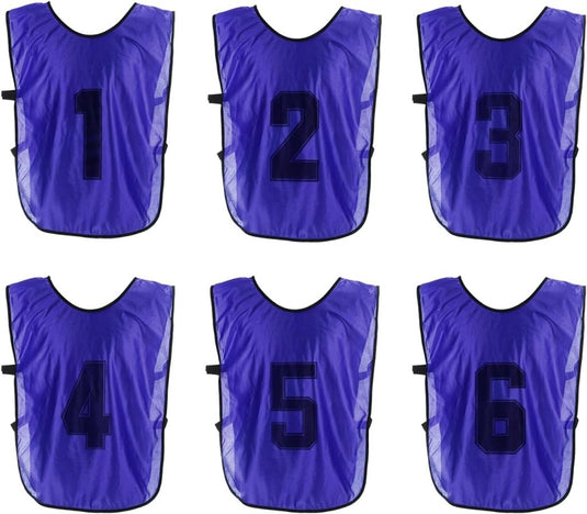 Voetbal trainingshesjes 6 stuks genummerd 1 tot 6 voor volwassenen – teamvesten – sporthesjes - happygetfit.com