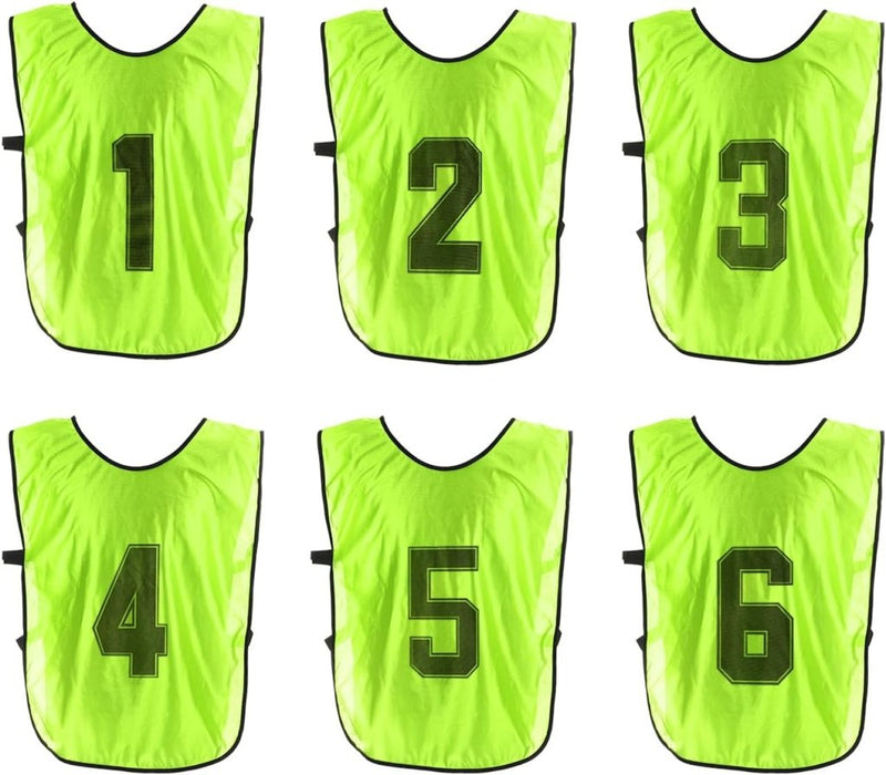 Load image in Gallery Viewer, Voetbal trainingshesjes 6 stuks genummerd 1 tot 6 voor volwassenen – teamvesten – sporthesjes - happygetfit.com
