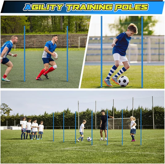 Voetbal trainingsset met 6 m coördinatieladder 10 pionnen en 6 slalompalen – agility set – voetbaltraining - happygetfit.com