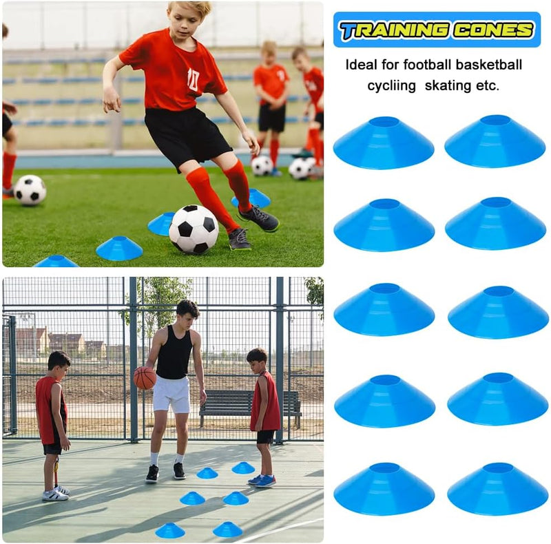 Załaduj obraz do przeglądarki galerii, Voetbal trainingsset met 6 m coördinatieladder 10 pionnen en 6 slalompalen – agility set – voetbaltraining - happygetfit.com
