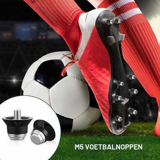 Voetbalnoppen 12 stuks van slijtvast kunststof met schroefdraad in 13 en 16 mm inclusief noppensleutel – schoennoppen – rugbynoppen - happygetfit.com