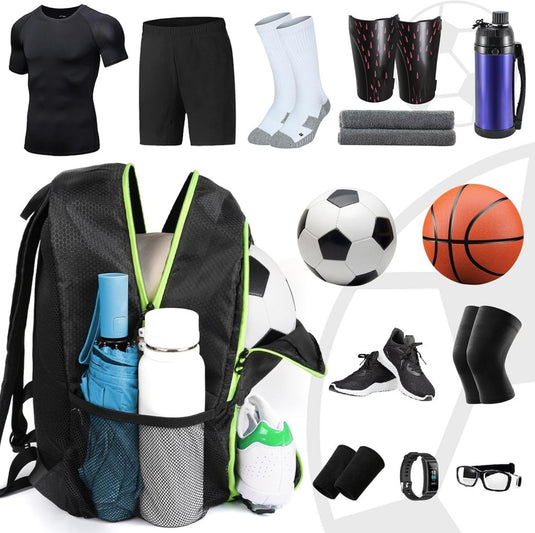 Voetbalrugzak zwart met bal- en schoenenvak - happygetfit.com
