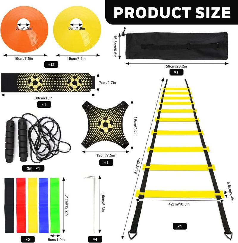 Laad afbeelding in Galerijviewer, Voetbaltrainingsset met coördinatieladder en accessoires - happygetfit.com
