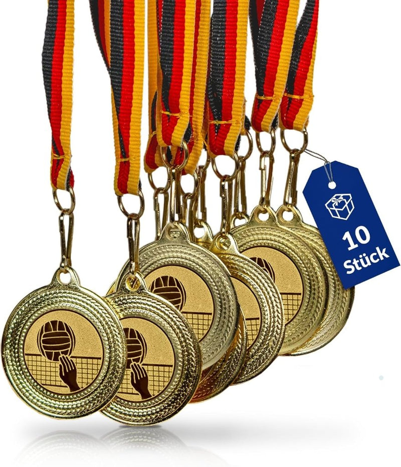 Laden Sie das Bild in Galerie -Viewer, Volleybal medailles set van 10 stuks met lint - happygetfit.com
