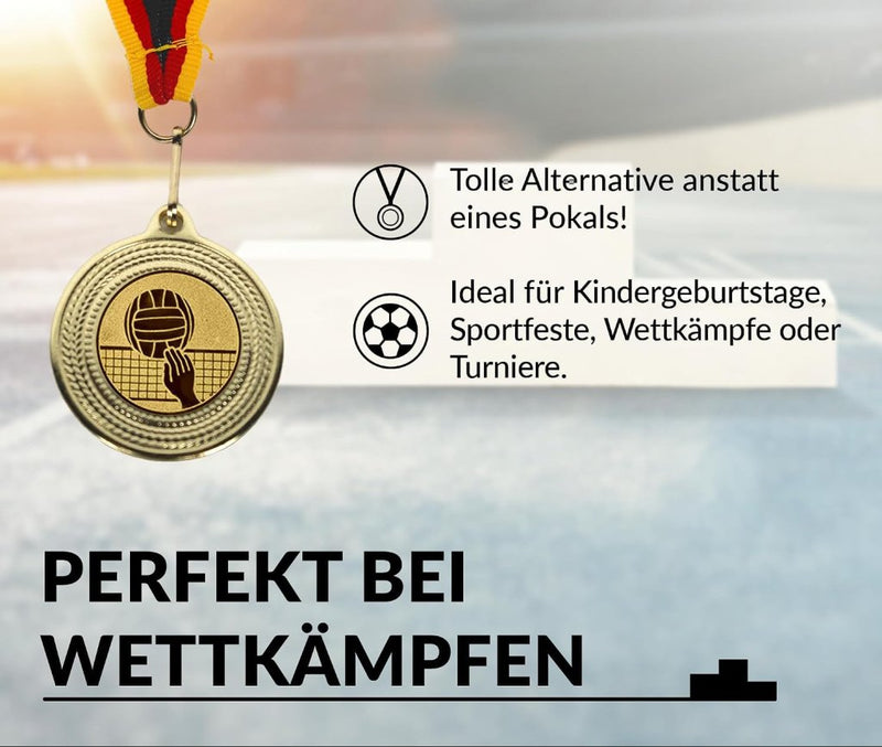 Laden Sie das Bild in Galerie -Viewer, Volleybal medailles set van 10 stuks met lint - happygetfit.com
