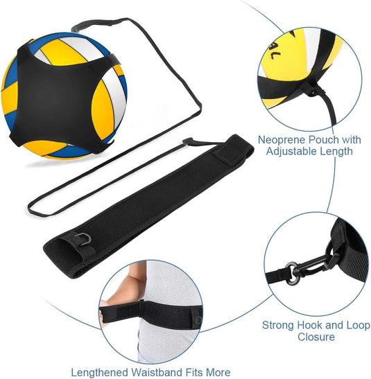 Volleybal Trainingsapparatuur, Volleybal Serve-kit Volleybaltrainingshulp met Taille Riem voor Solo Oefeningen van Arm-rotaties, Serveren, Smashen en Slaan - happygetfit.com