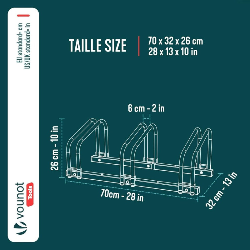 Laad afbeelding in Galerijviewer, VOUNOT 3 Bike Stand Floor or Wall mounted bike rack for garage Bicycle Parking rack Cycle Storage Locking Stand - happygetfit.com
