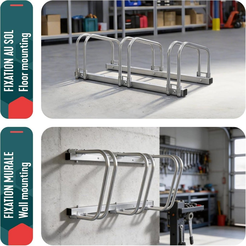 Laad afbeelding in Galerijviewer, VOUNOT 3 Bike Stand Floor or Wall mounted bike rack for garage Bicycle Parking rack Cycle Storage Locking Stand - happygetfit.com
