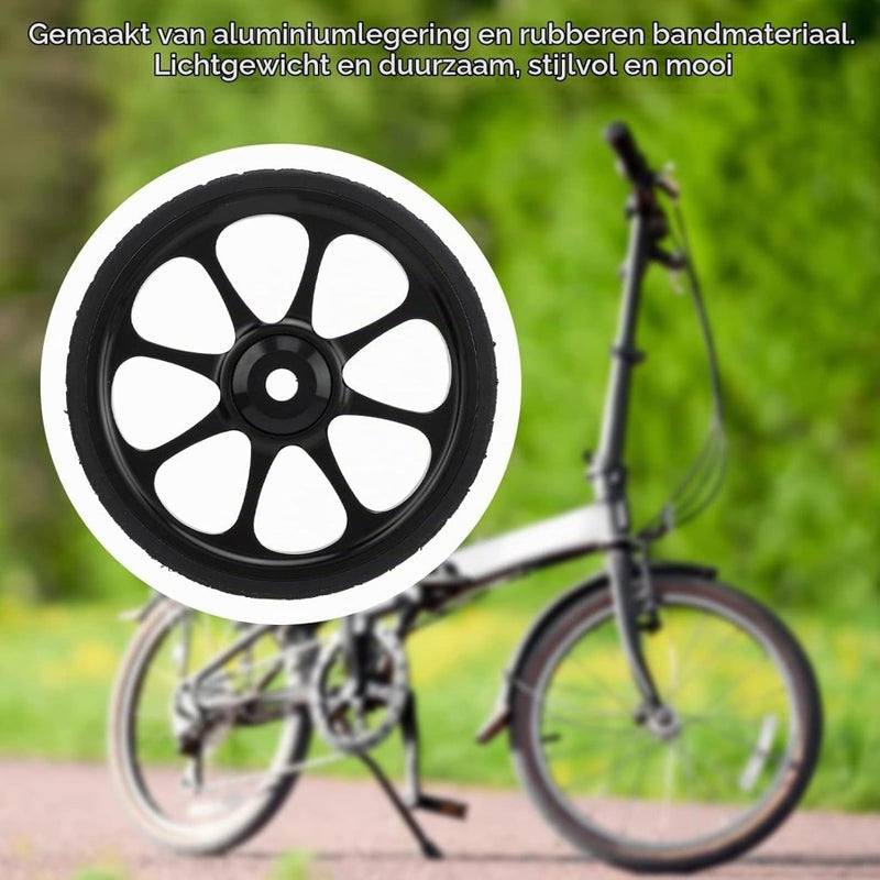 Załaduj obraz do przeglądarki galerii, Vouwfiets transportwiel 82 mm van aluminium met ingebouwd lager voor 3sixty fietsen – easywheel – fietsonderdelen - happygetfit.com
