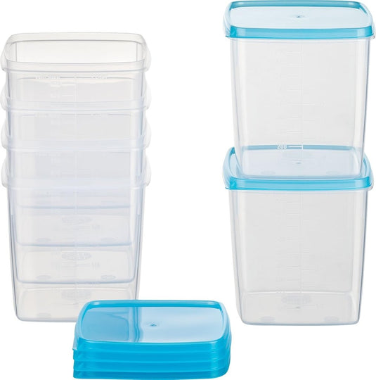 Vriesdozen set van 10 stuks 0,5 liter lichtblauw - happygetfit.com