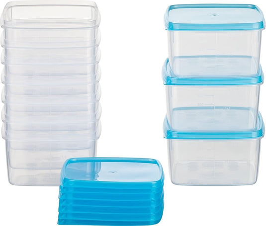 Vriesdozen set van 10 stuks 0,5 liter lichtblauw - happygetfit.com